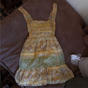 Forever 21 Yellow and Olive Floral Mini Sundress